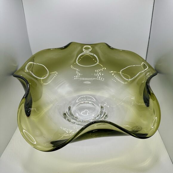 LENOX Organics Green Hue Centerpiece Bowl NON-LEAD CRYSTAL - Picture 3 of 9